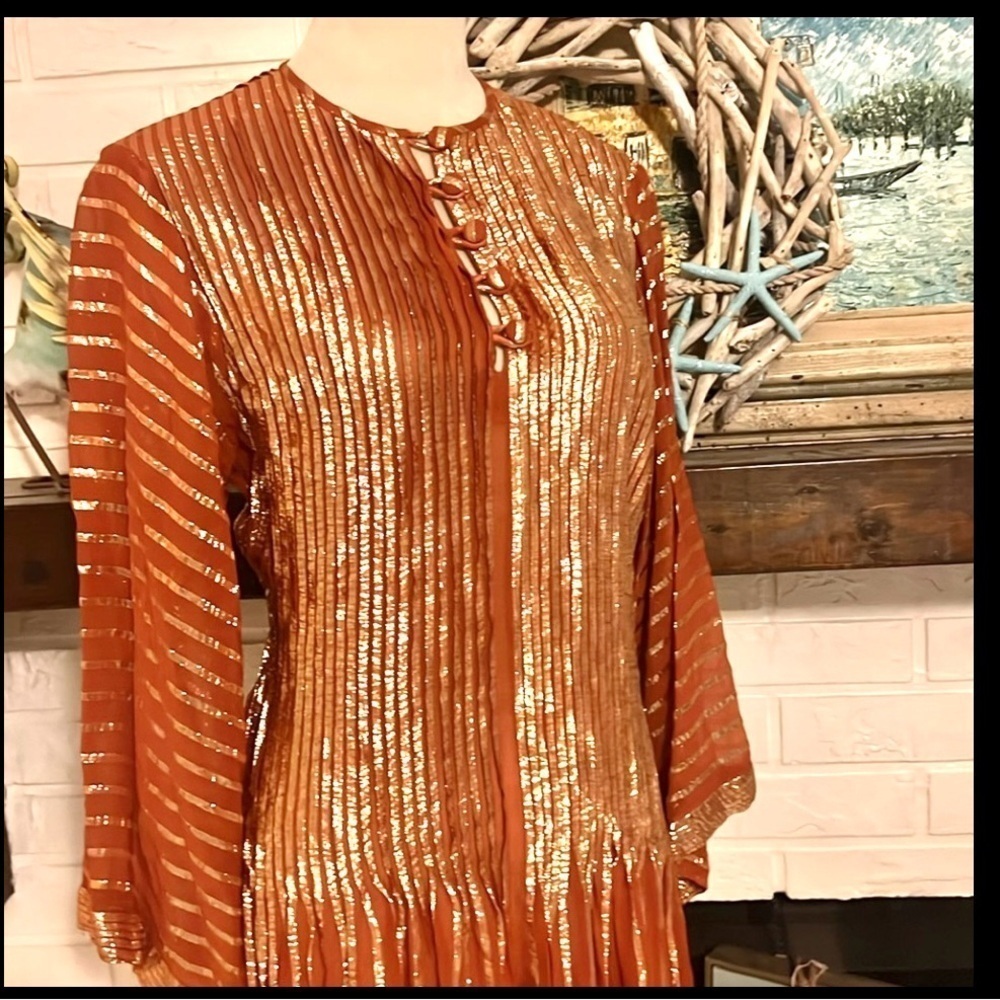 Vintage Albert Nipon, Stunning Metallic Copper Go… - image 6